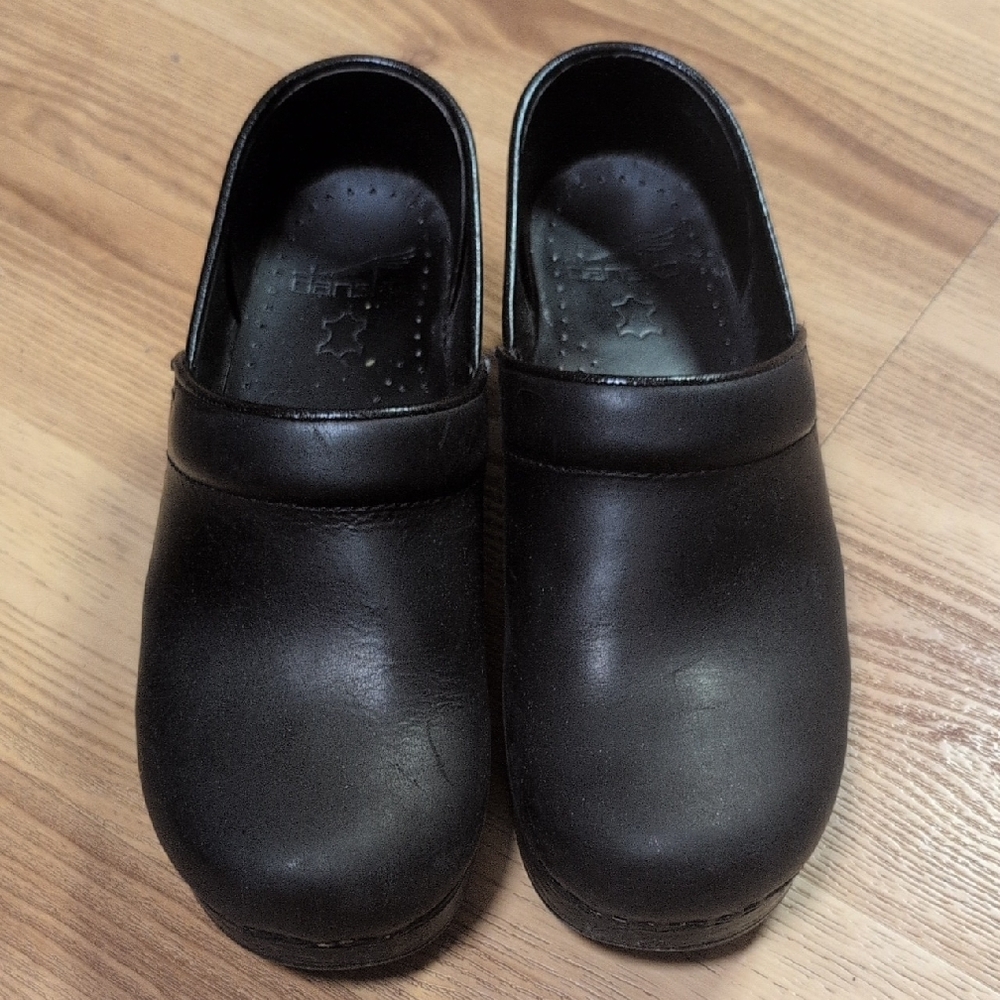 Dansko Black Leather Mules
